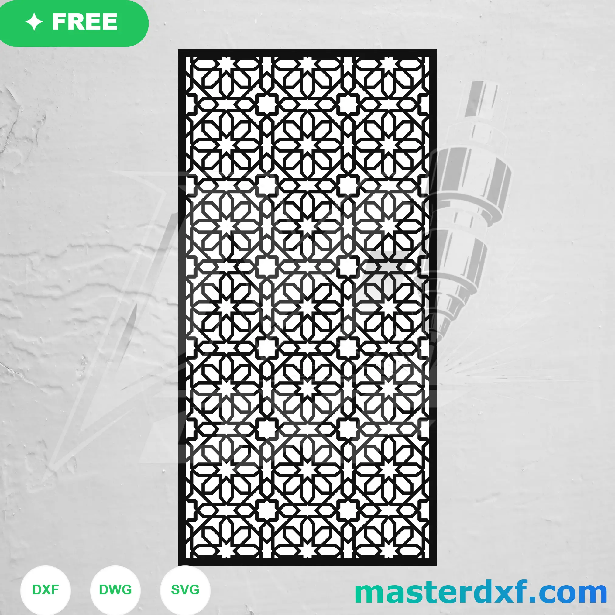Moroccan Star Mosaic DXF Design for Laser-Cut Doors DXF File